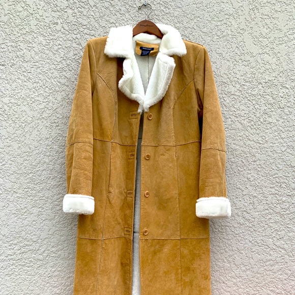 FABULOUS suede and faux lamb skin full length coat